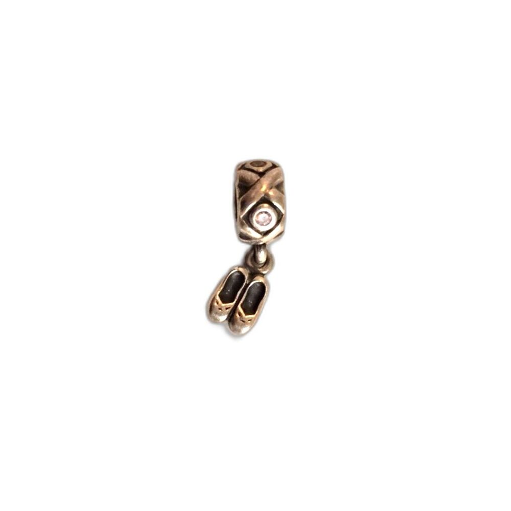 PANDORA Ballet Dance Dangle Charm Sterling Silver Slippers
